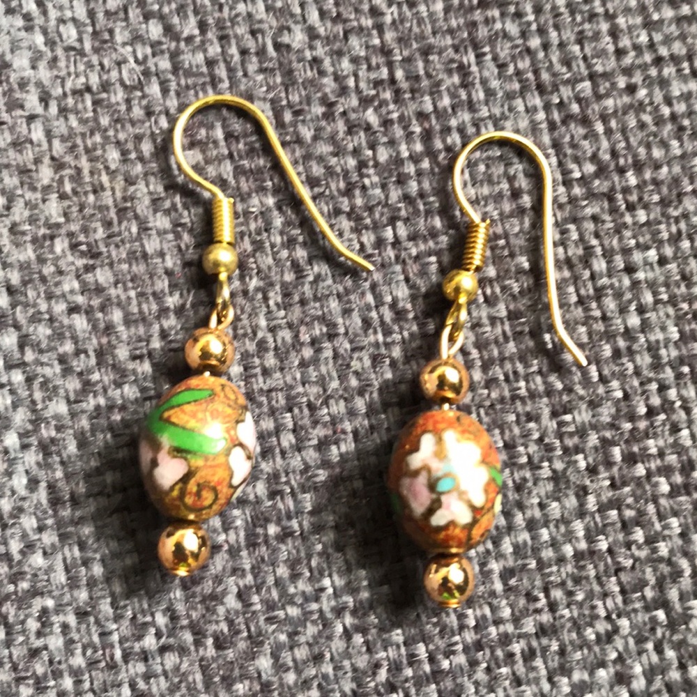 Cloisonné drop earrings